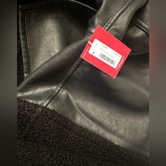 NWT SPANX FLEECE AND FAUX LEATHER LONG WRAP JACKET 🔥SOLD OUT🔥 - Picture 8 of 10